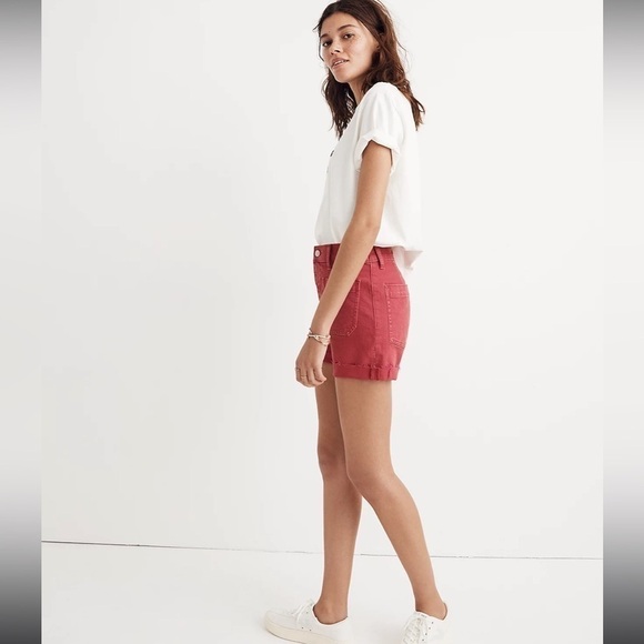 Madewell High Rise Red Denim Shorts: Garment Dyed Edition 25 - Picture 2 of 11